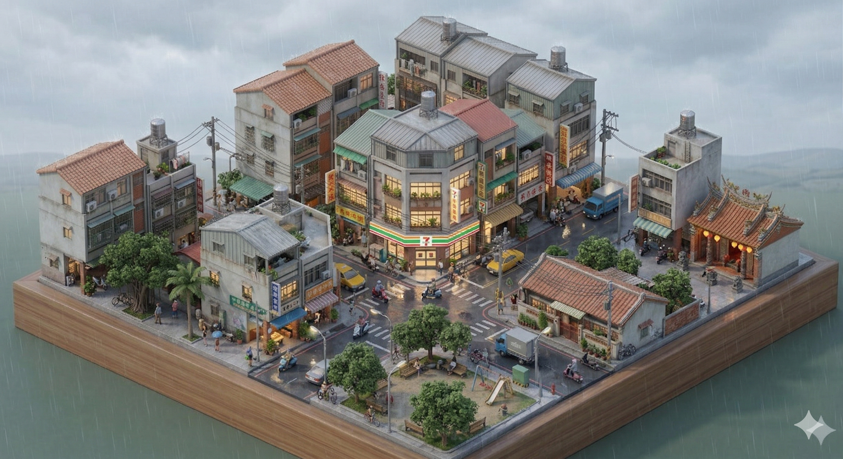 雨天住家像素場景