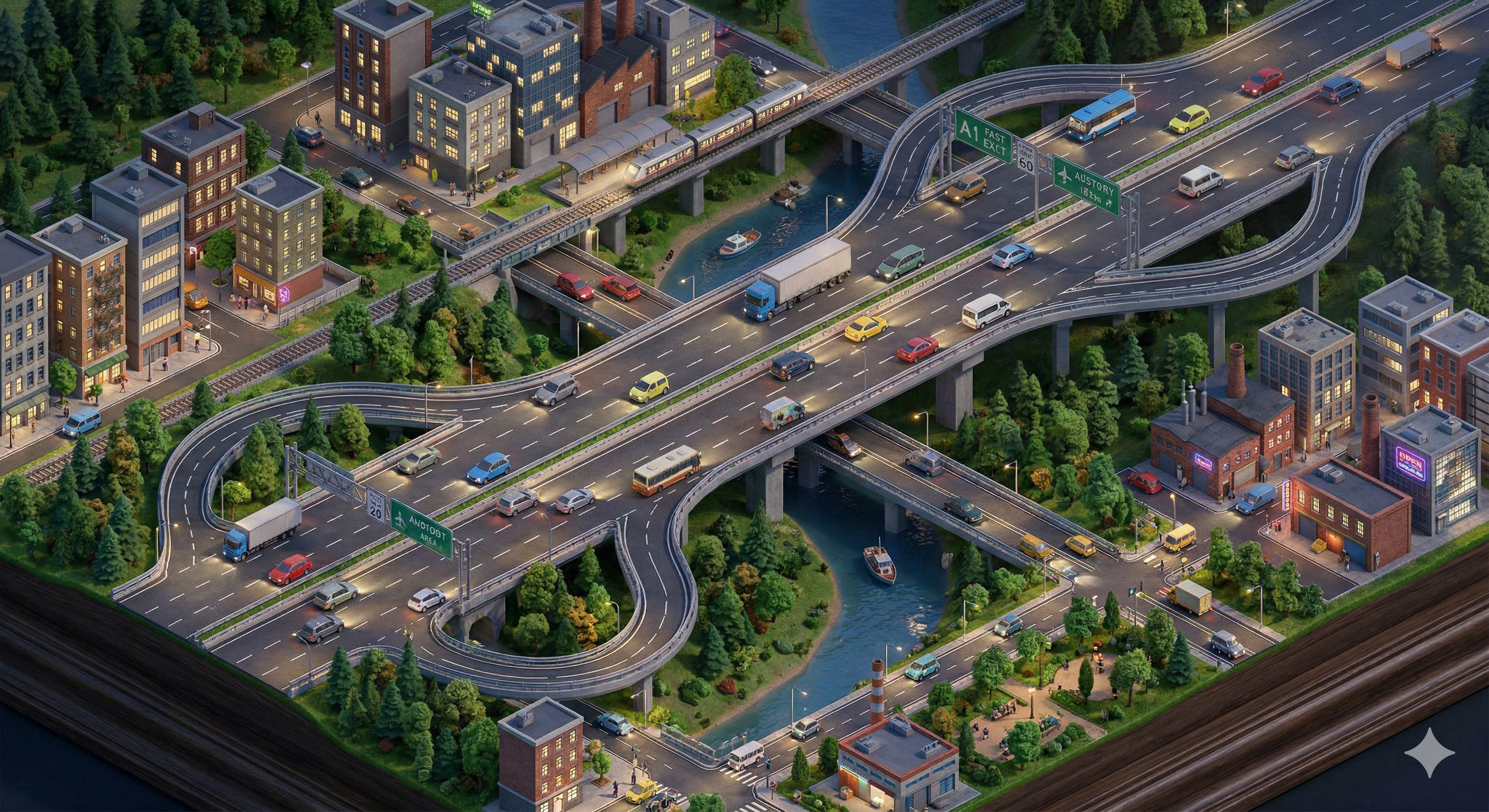 夜間道路像素場景